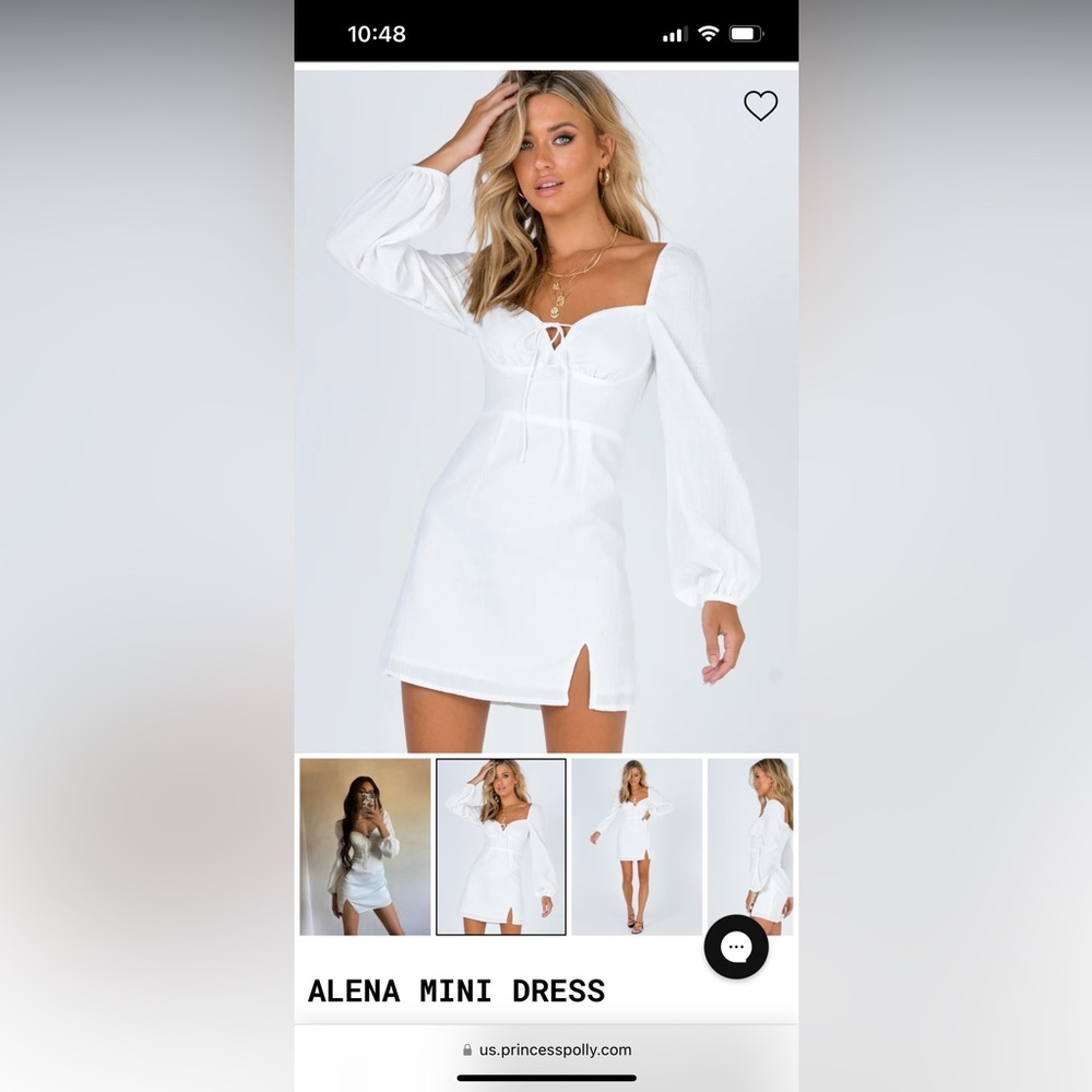 Princess Polly- Alena white long sleeve mini dress